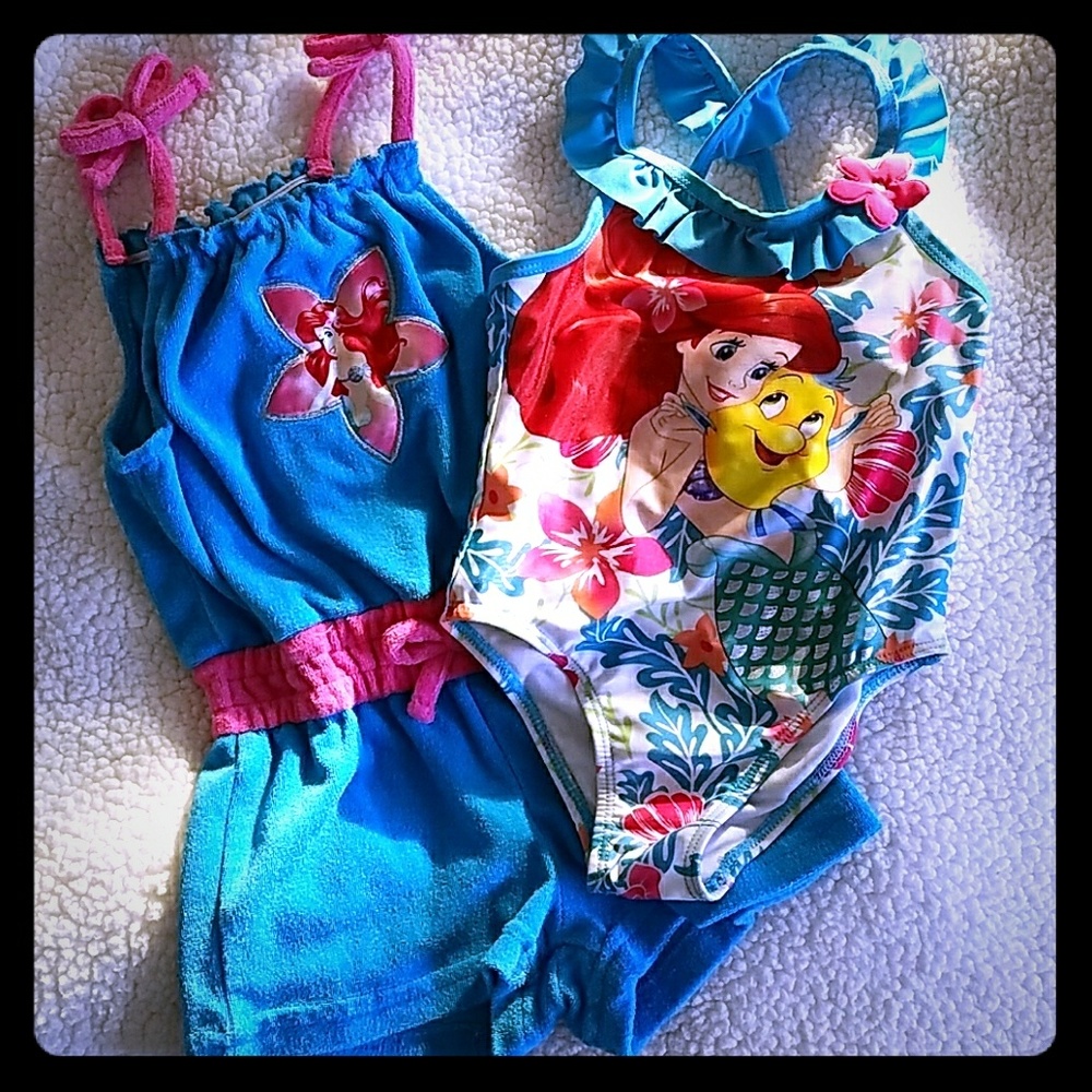 3T bathing suit and romper coverup